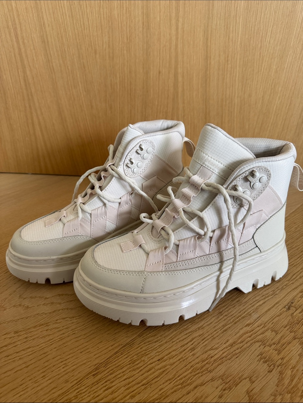 Chunky Platform Boots in Light Beige (never worn/brand new!)